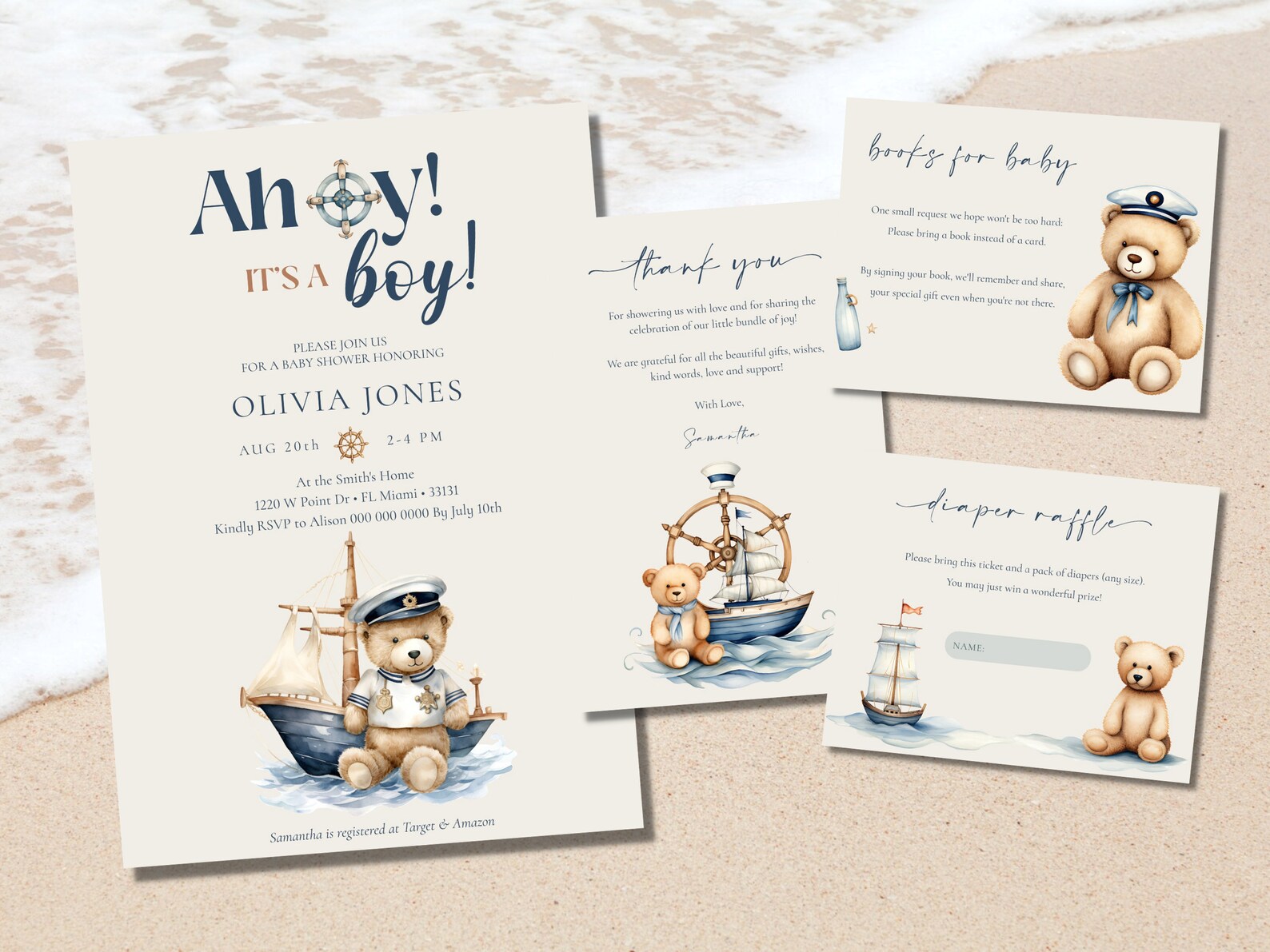Nautical Baby Shower Invitation Printable Template Ocean Baby Shower ...