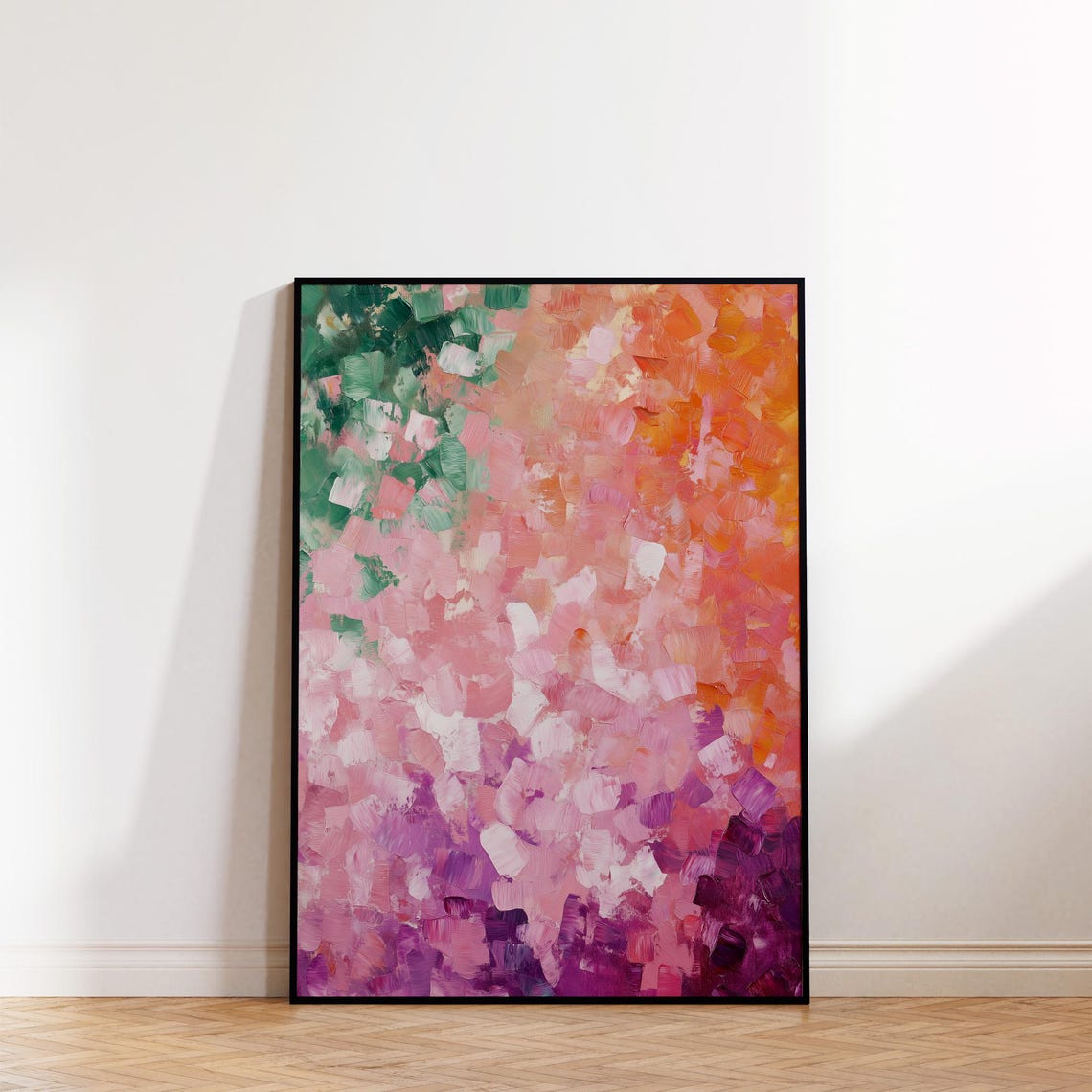 Gradient Color Abstract Art, Pink to Green Painting, Modern Art, Wall