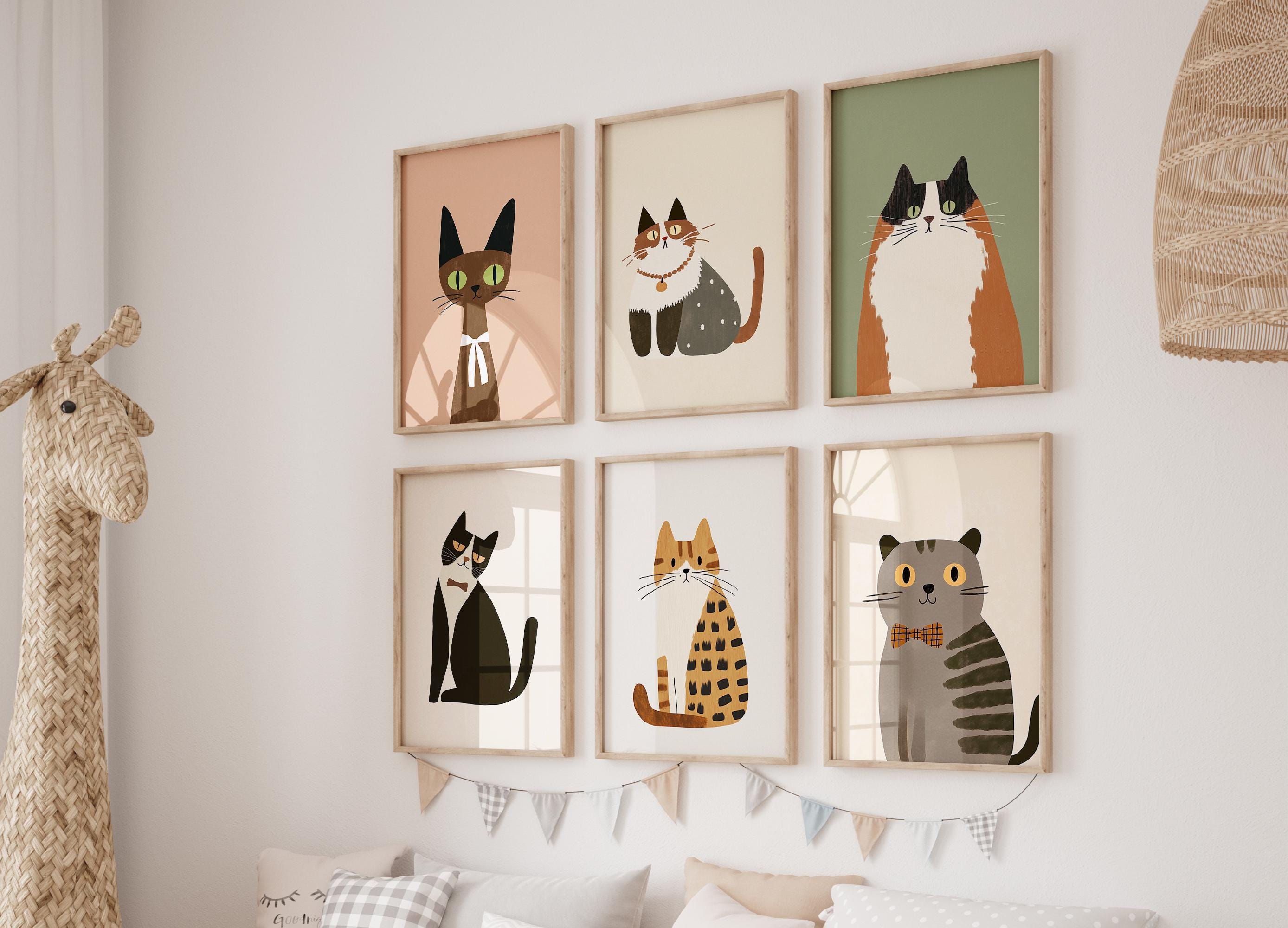 70 Playful Cat Wall Art Prints Bundle, Kids Room Decor, Nursery Animal Art, Cat Lover Gift, Kitten Nursery Wall Art, Boys & Girls Room Decor