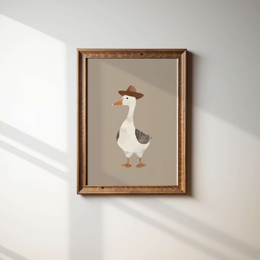 Goose With Hat Nursery Wall Art, Animal Print, Kids Room Decor, Baby ...