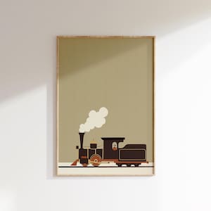Vintage Steam Train Art, Classic Locomotive Print, Boys Nursery Decor, Railroad Wall Art, Train Theme, Digital Download