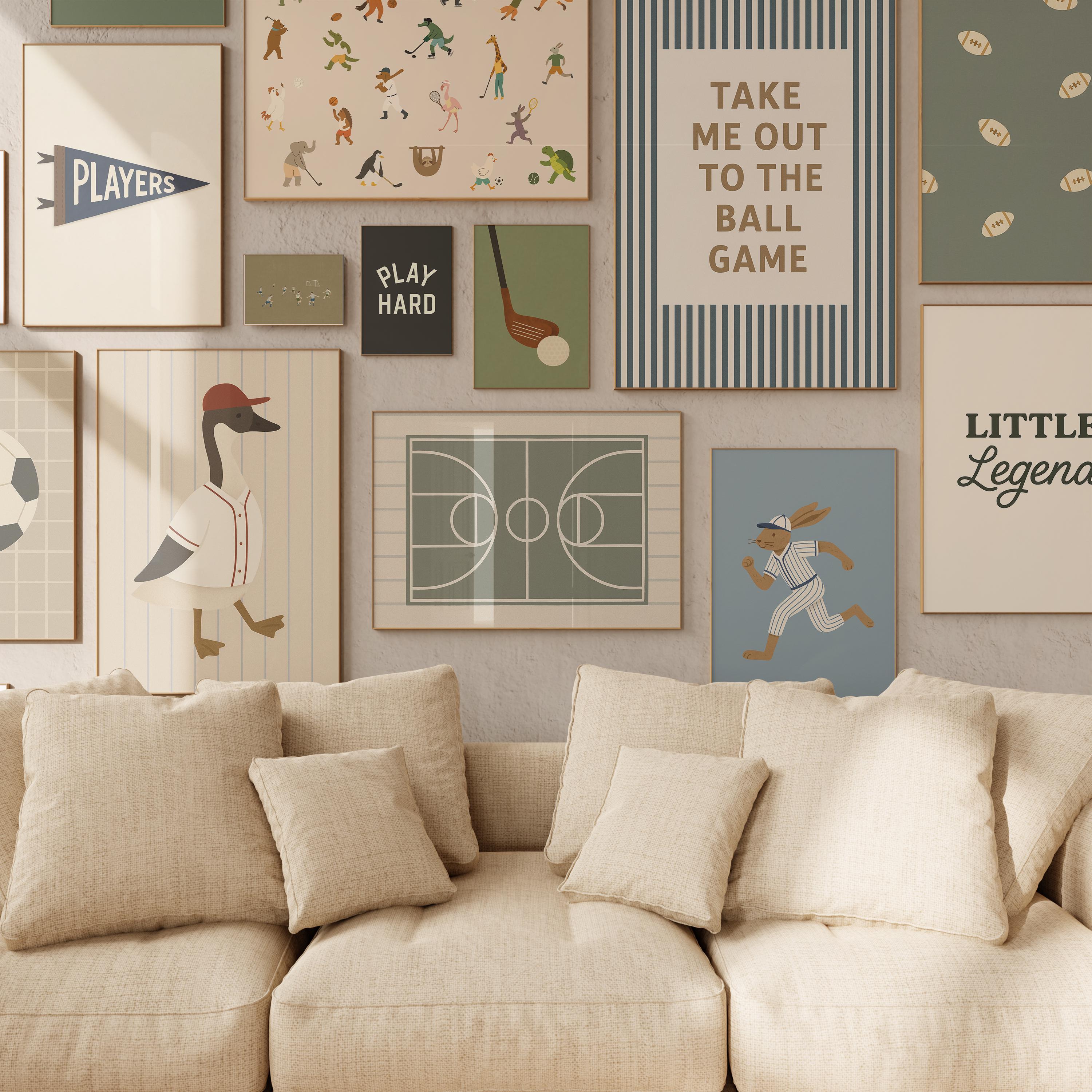 Bundle d'art mural sport pour garçons, impression sport rétro en téléchargement numérique, décoration de chambre d'enfant vintage, impression de chambre d'enfant de basket-ball de baseball football