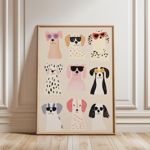 Playful Puppy Illustration, Kids Room Dog Art, Nursery Animal Print, Cute Dog Poster, Pet Lover Decor, Colorful Dog Wall Art, Dog Lover Gift