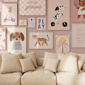Láminas digitales para habitación de niñas, descargables, juego de 100 láminas para habitación de niños, decoración de habitación de niños, láminas para sala de juegos, arte de pared para dormitorio de niñas pequeñas