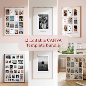 Lot de 12 modèles CANVA modifiables | Impressions de collage personnalisées | Carte cadeau photo tendance pour elle | Cadeau Saint Valentin | Décoration de dortoir | Numérique