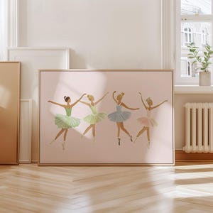 Stampa artistica da parete con ballerina per la cameretta delle bambine / Elegante stampa di ballerina per la decorazione della cameretta delle bambine / Download digitale