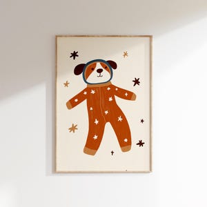 Astronaut Dog Wall Art | Digital Download Print | Puppy in Space Suit | Kids Room Decor | Stars Nursery Art | Adventure Animal | Cute Print