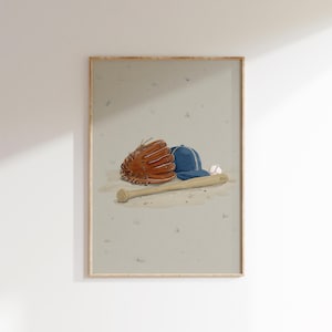 Baseball Druck Vintage | Sport-Kinderzimmer-Wandkunst | Kinderzimmer Dekor | Baseball Handschuh Kunst | Digitaler Download | Jungen Sportkunst