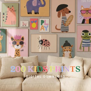 200 Kids Room Wall Art Bundle, Playroom Decor,  Toddler Room Prints, Colorful Nursery Gallery Wall Art, Eclectic Wall Art for Kids DIGITAL