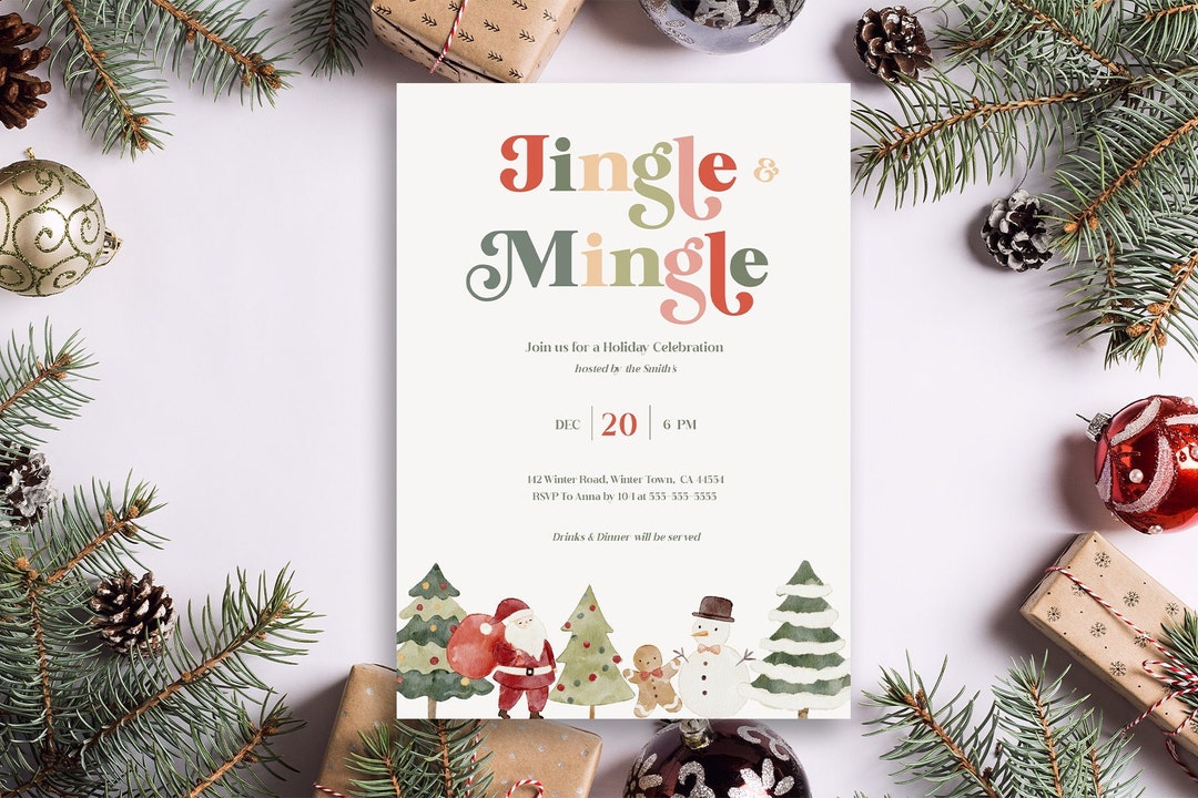 Editable Jingle and Mingle Party Invitation Template Holiday - Etsy