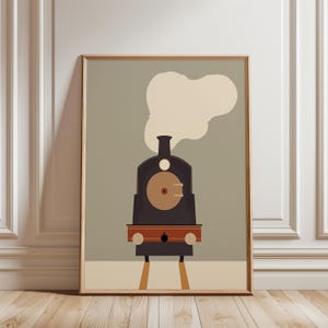 Steam Train Wall Art, Vintage Locomotive Print, Boys Nursery Decor, Railroad Art, Transportation Print, Digital Download