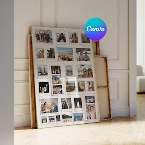 Polaroid Photo Collage CANVA Template | Custom Dorm Room Decor | Trendy Digital Wall Art Friendship Dorm Print Personalized | Galentine gift
