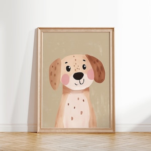 Dog Wall Art, Nursery Animal Print, Kids Room Decor, Puppy Poster, Baby Room Art, Cute Dog Printable, Pink Girls Room Decor