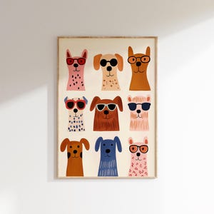 Cool Dogs Wall Art, Nursery Dog Poster, Kids Room Decor, Puppy Print, Modern Animal Print, Digital Download for Playroom