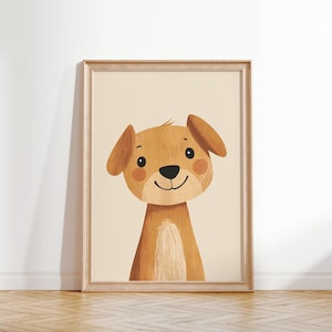Cute Dog Wall Art, Animal Print for Kids Room, Playroom Dog Poster, Nursery Dog Art, Gender Neutral Toddler Room Decor