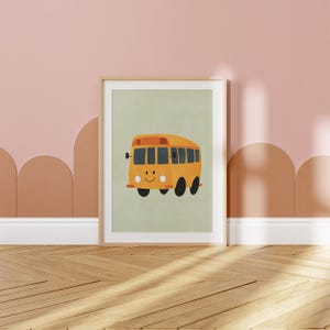 School Bus Wall Art, Kids Room Decor, Nursery Printable Poster, Playroom Vehicle Art, Toddler Room Wall Art, Whimsical Bus Print