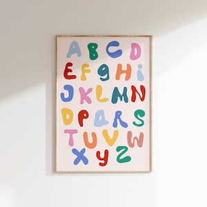 Colorful Alphabet Print - Educational Kids Wall Art - ABC Poster for Nursery Decor - Classroom Poster  - Eclectic Print