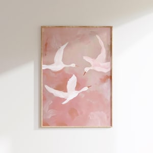 Arte de pared vintage rosa para guardería / Pintura antigua / Decoración de granja / Arte de pared con animales / Decoración de guardería para habitación de niñas caprichosa