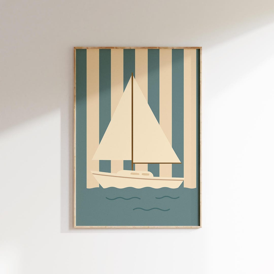 Sailboat Nautical Wall Art Print Digital Download Kids Room Decor ...