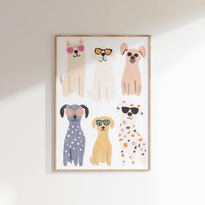 Whimsical Dog Illustration, Playful Puppy Art, Nursery Animal Print, Cute Dog Poster, Kids Room Decor, Pet Lover Gift, Fun Dog Lover Art