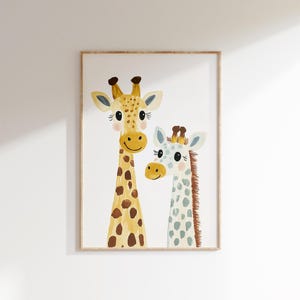 Stampa murale con giraffa, stampa di animali per la cameretta dei bambini, decorazioni per la cameretta, poster di animali carini, arte per la cameretta dei bambini, stampa da parete, illustrazione di giraffa