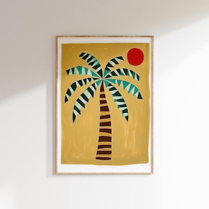 Palm Tree Wall Art, Tropical Nursery Print, Kids Room Decor, Boys Room Poster, Playroom Printable, Beach Themed Art, Summer Decor