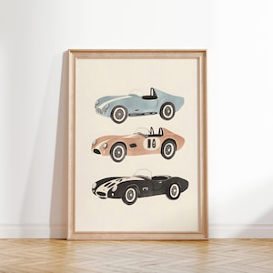 Arte mural de coches clásicos, impresiones de coches retro, decoración de habitaciones infantiles, arte para habitaciones de niños, decoración de guardería de coches clásicos, póster de coches para habitaciones de adolescentes
