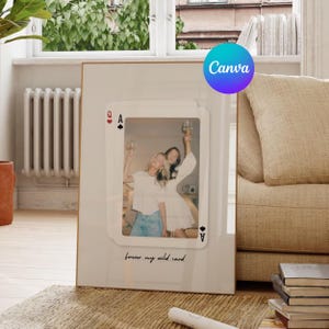 Plantilla CANVA personalizada para imprimir tarjetas con fotos de mejores amigas, regalo único para ella, arte mural personalizado con comodines, descarga, regalo de Galentine