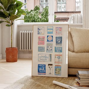 Watercolor MatchBox Print, Vintage Travel Wall Art,  Living Room Decor, Trendy Aesthetic Print Dorm Room Decor, Digital Download