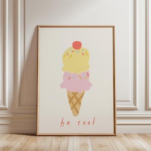 Ice Cream Print, Playful Kids Wall Art, Cute Summer Decor, Fun Nursery Poster, Colorful Food Illustration, Whimsical Artwork, Playroom