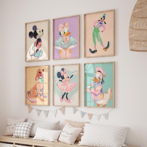 Mickey Mouse en vrienden muurkunst bundel van 30, Minnie Mouse Daisy Duck Donald Duck Pluto Goofy kinderkamerkunst, kunst aan de muur Disney kinderkamer
