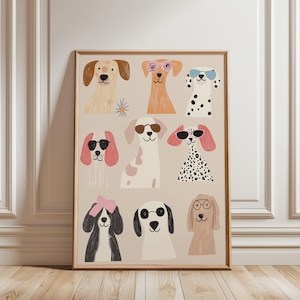 Stylish Dog Print, Playful Puppy Illustration, Cute Dog Poster, Kids Room Wall Art, Nursery Animal Decor, Pet Lover Gift, Modern Dog Art