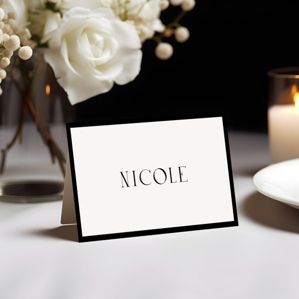 Wedding Place Cards Printed, Minimalist Place Card Template, Wedding Name Cards, Chic Wedding, Instant Download Printable EDITABLE W01