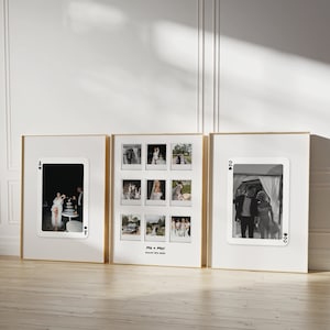 Set van 3 aangepaste posters huwelijkscadeau voor haar Aangepaste speelkaarten print trendy kunst aan de muur Uniek huwelijkscadeau voor stel Jubileumcadeau