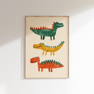 Colorful Dinosaurs Wall Art Print | Boys Room Dino Decor | Playroom Dinosaur Art | Nursery Printable | Digital Download