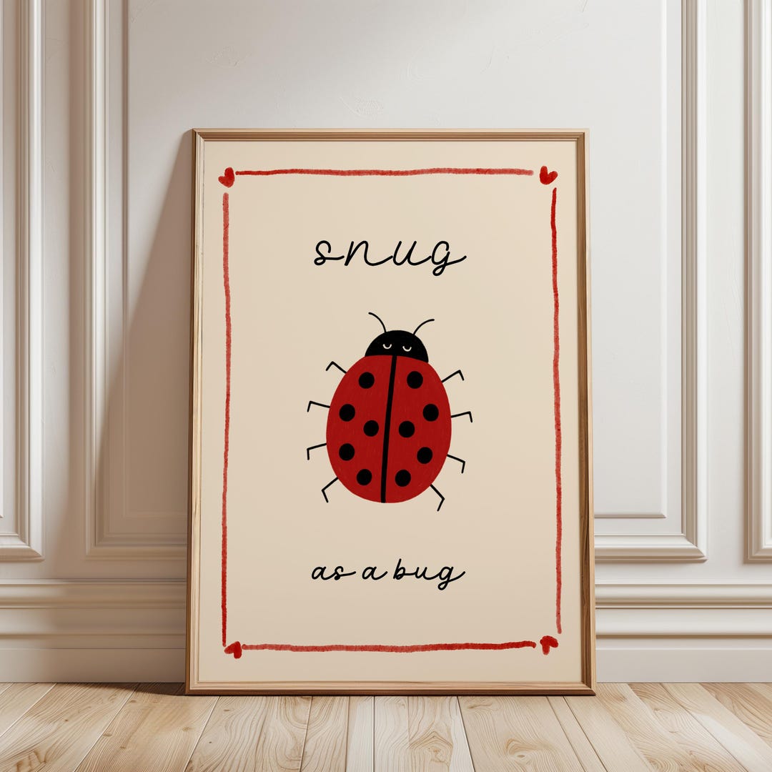 Snug as a Bug Ladybug Nursery Wall Art | Kids Room Decor Printable ...