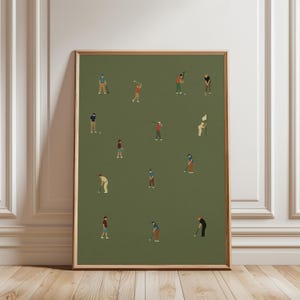 Golf Players Wall Art, Retro Sport Poster for Boys Room, Vintage Golf Print, Playroom Decor, Toddler Golf Themed Wall Art, Vintage Nursery