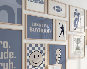 Boys Room Wall Art Prints, Gamer Dinosaur Sports Decor Bundle (Digital Download)