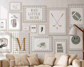 130 Gingham Kids Room Wall Art Prints – Digital Nursery & Playroom Decor for Parents, Printable Alphabet, Sports And Nautical Gallery Set
