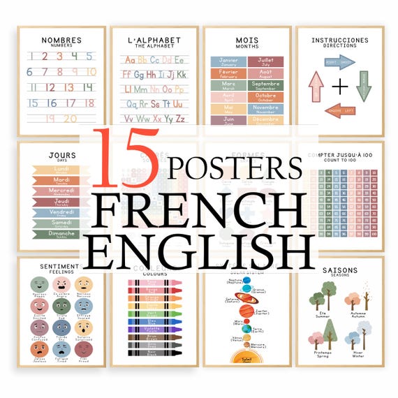 French-English Bilingual Posters: Montessori Classroom Decor (Digital Download)