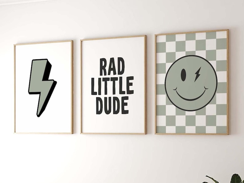 Rad Little Dude wall art set – cool boys room printable posters with bold typography, perfect for playrooms, bedrooms, and modern teen decor.