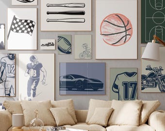 100 Sports Kids Room Wall Art Prints Digital Nursery Playroom Decor Sports Theme Poster Set Kids Printable Art Instant Download Sports Decor