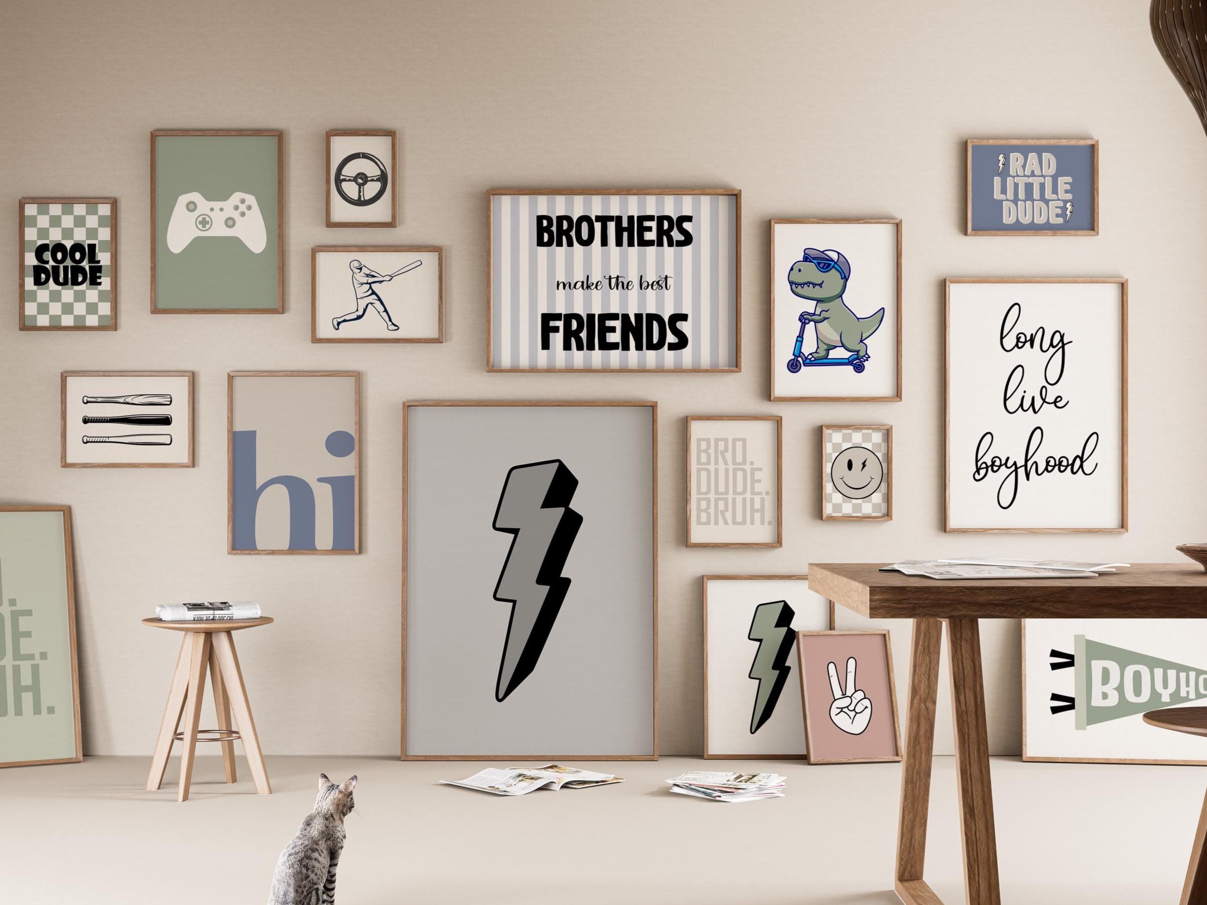 Eclectic Retro Kids Room Wall Art Set of 100, Digital Printable Art for ...