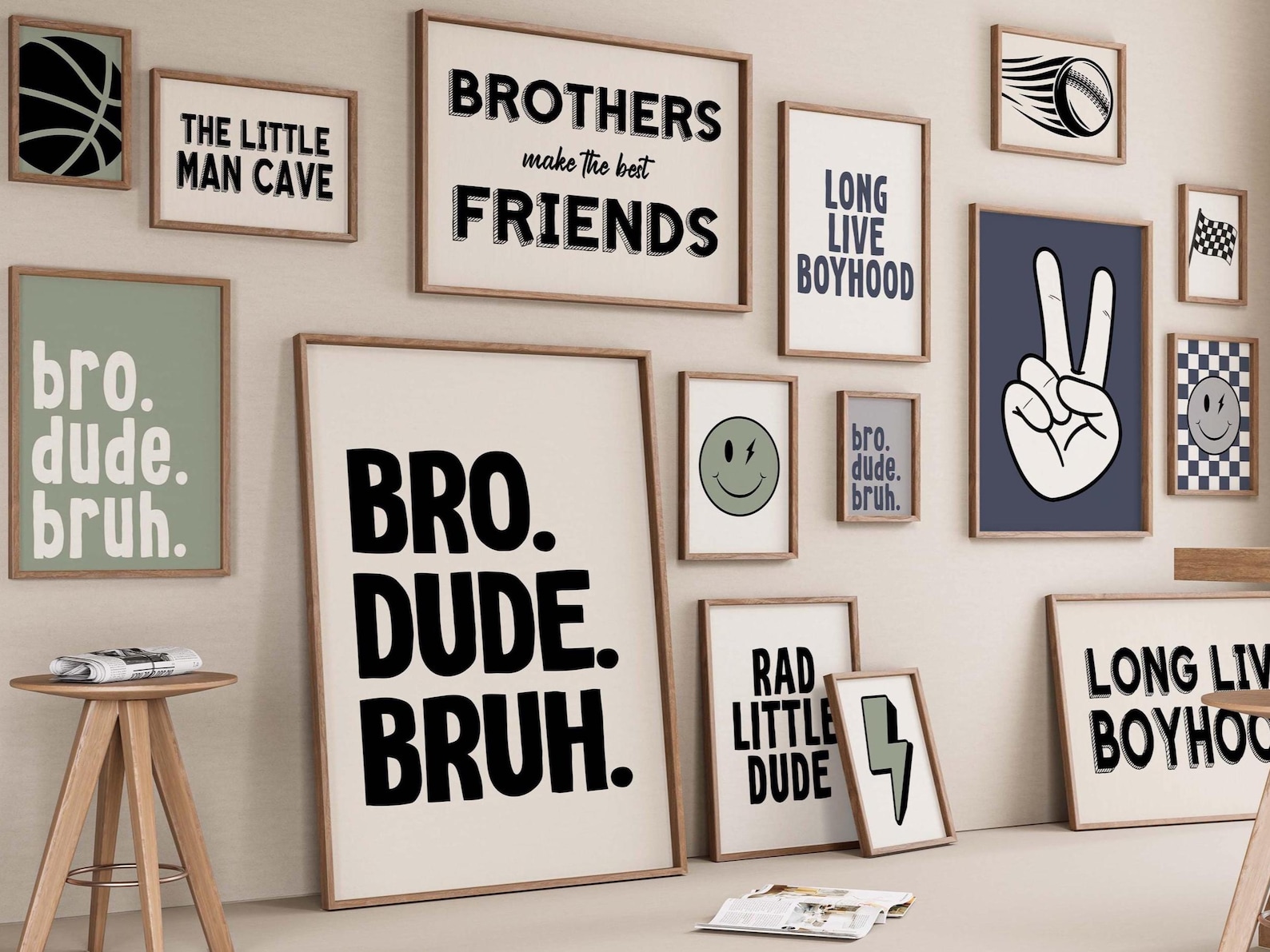 Rad Little Dude Boys Room Wall Art Set OF 100, Cool Teen Room Decor ...
