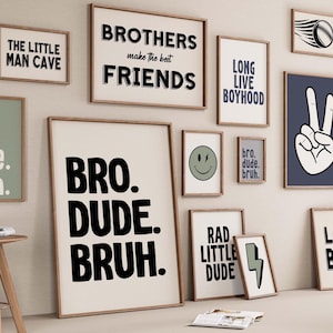 Rad Little Dude wall art set – cool boys room printable posters with bold typography, perfect for playrooms, bedrooms, and modern teen decor.