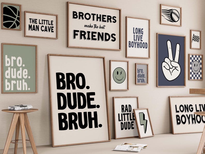 Rad Little Dude wall art set – cool boys room printable posters with bold typography, perfect for playrooms, bedrooms, and modern teen decor.