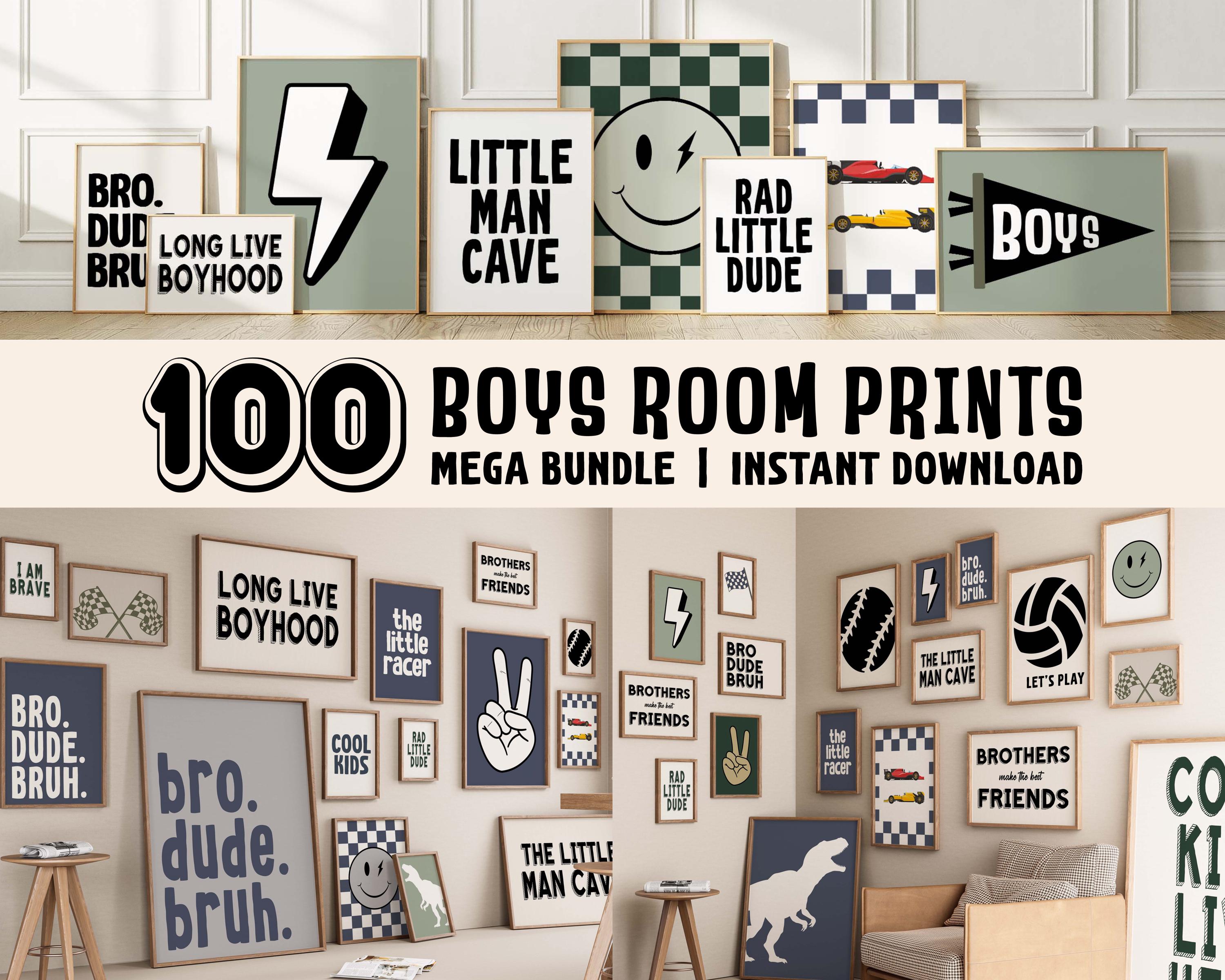 Rad Little Dude Boys Room Wall Art Set OF 100, Cool Teen Room Decor ...