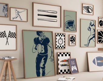 100 Sports Kids Room Printable Wall Art Bundle Digital Nursery Decor Set Sports Theme Boys Room Playroom Posters Instant Download