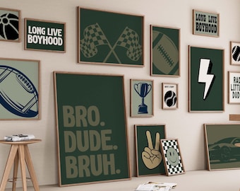 100 Retro Boys Room Prints Bundle: Gamer, Sports, Dinosaur Decor (Digital Download)