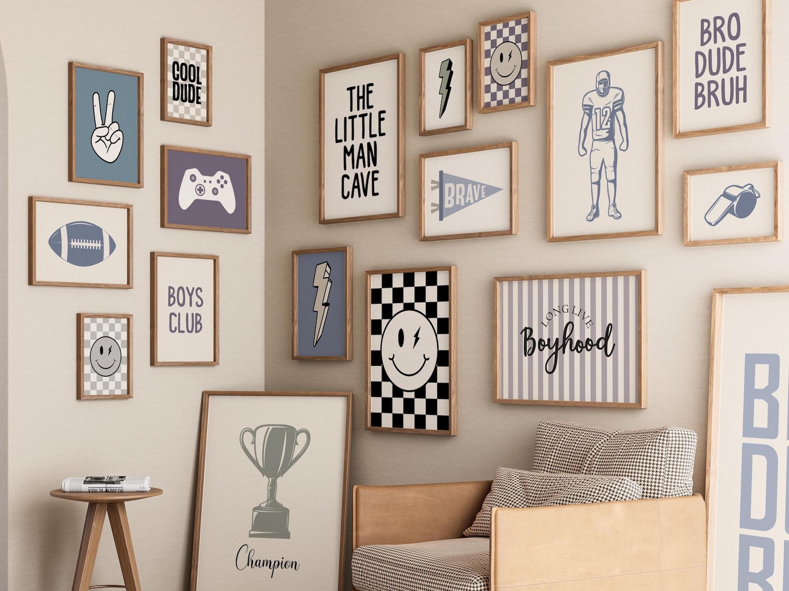 Eclectic Retro Kids Room Wall Art Set of 100, Digital Printable Art for ...